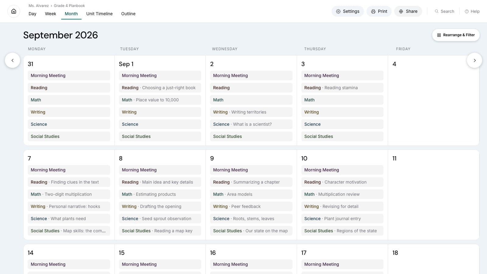 What Is a Teacher Planner? A Practical Guide for the School Year planning view