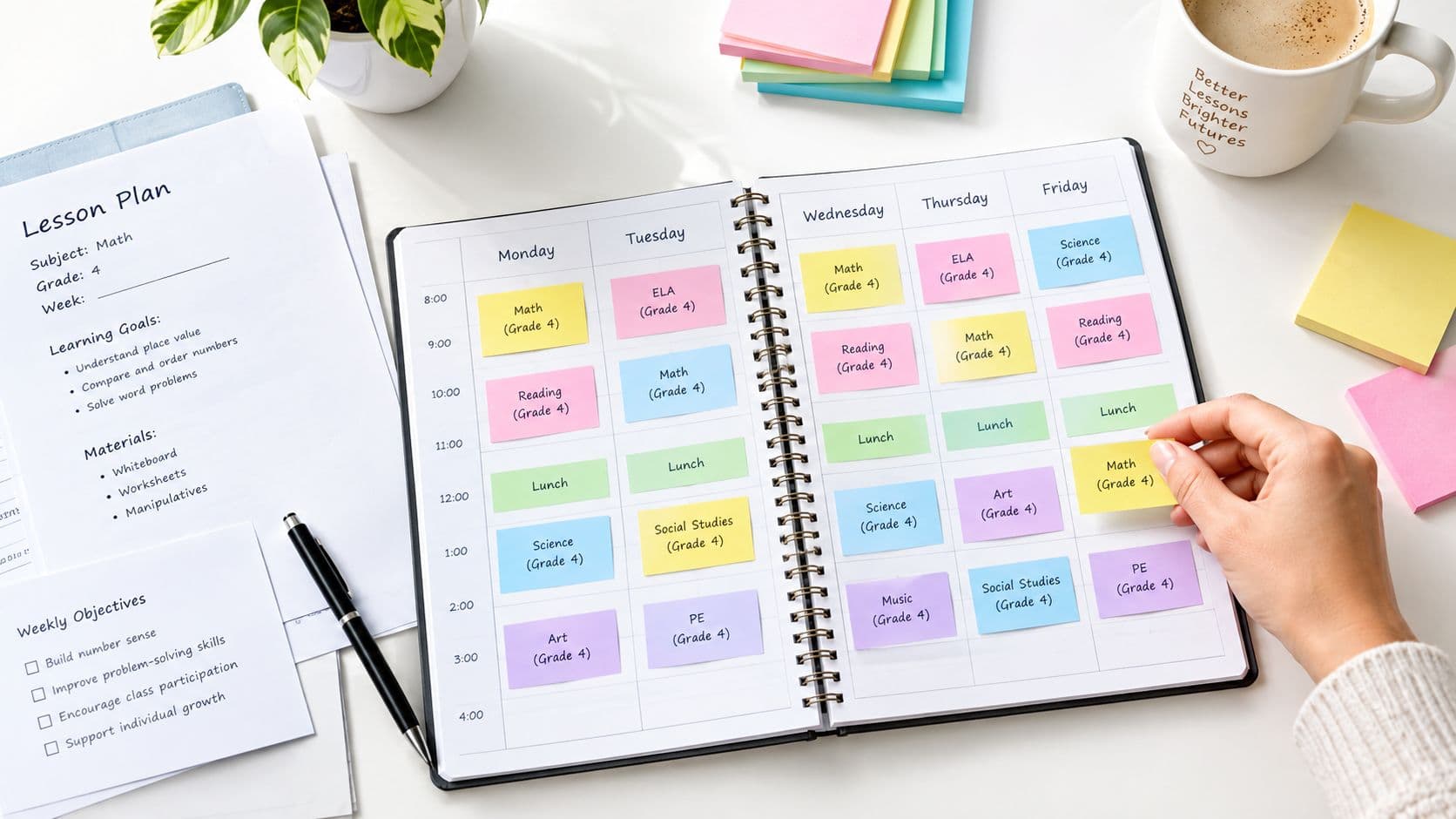 How to Reschedule Lesson Plans When the Week Changes interface example