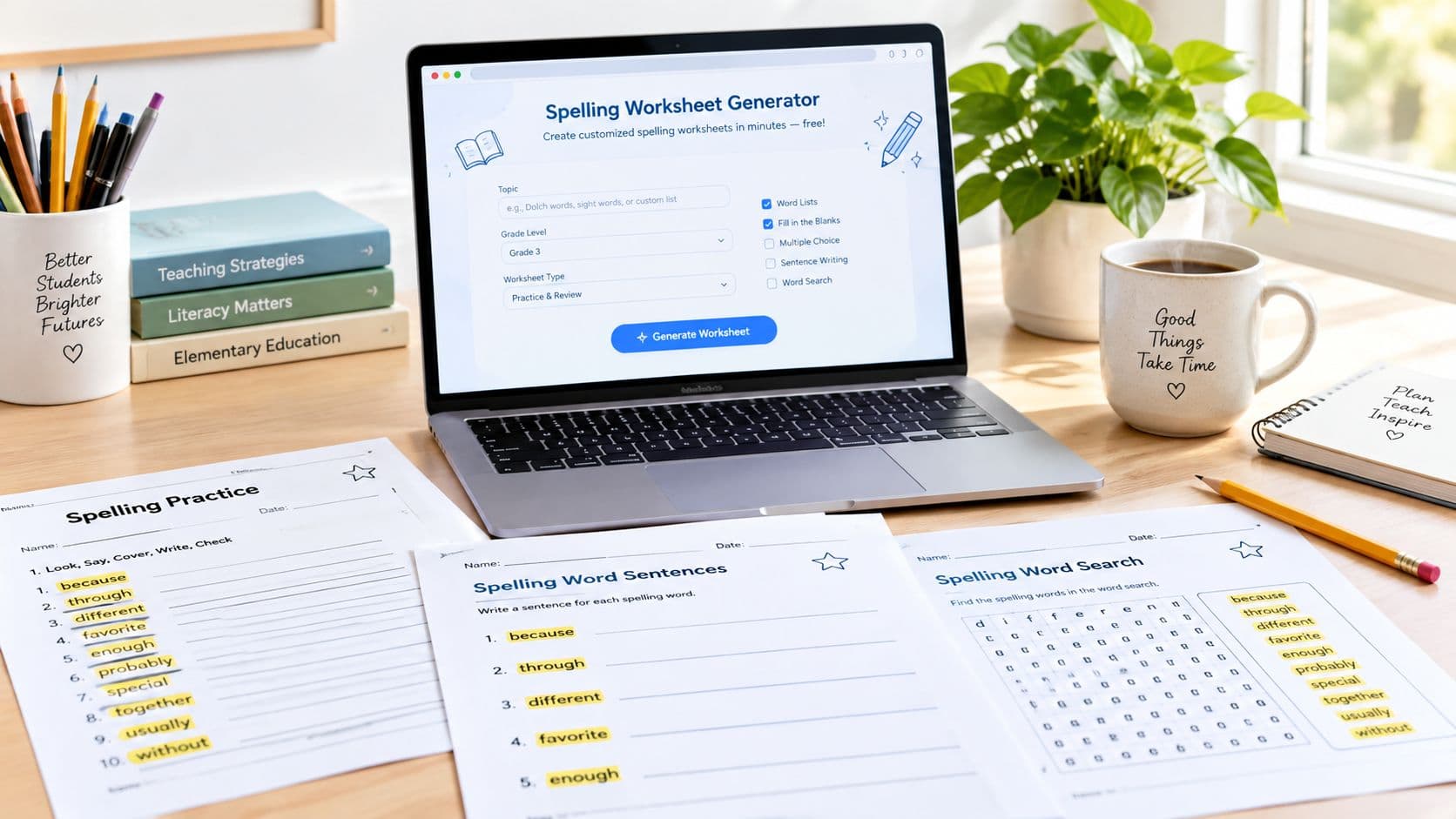 How to Create Free Spelling Worksheets in Minutes interface example
