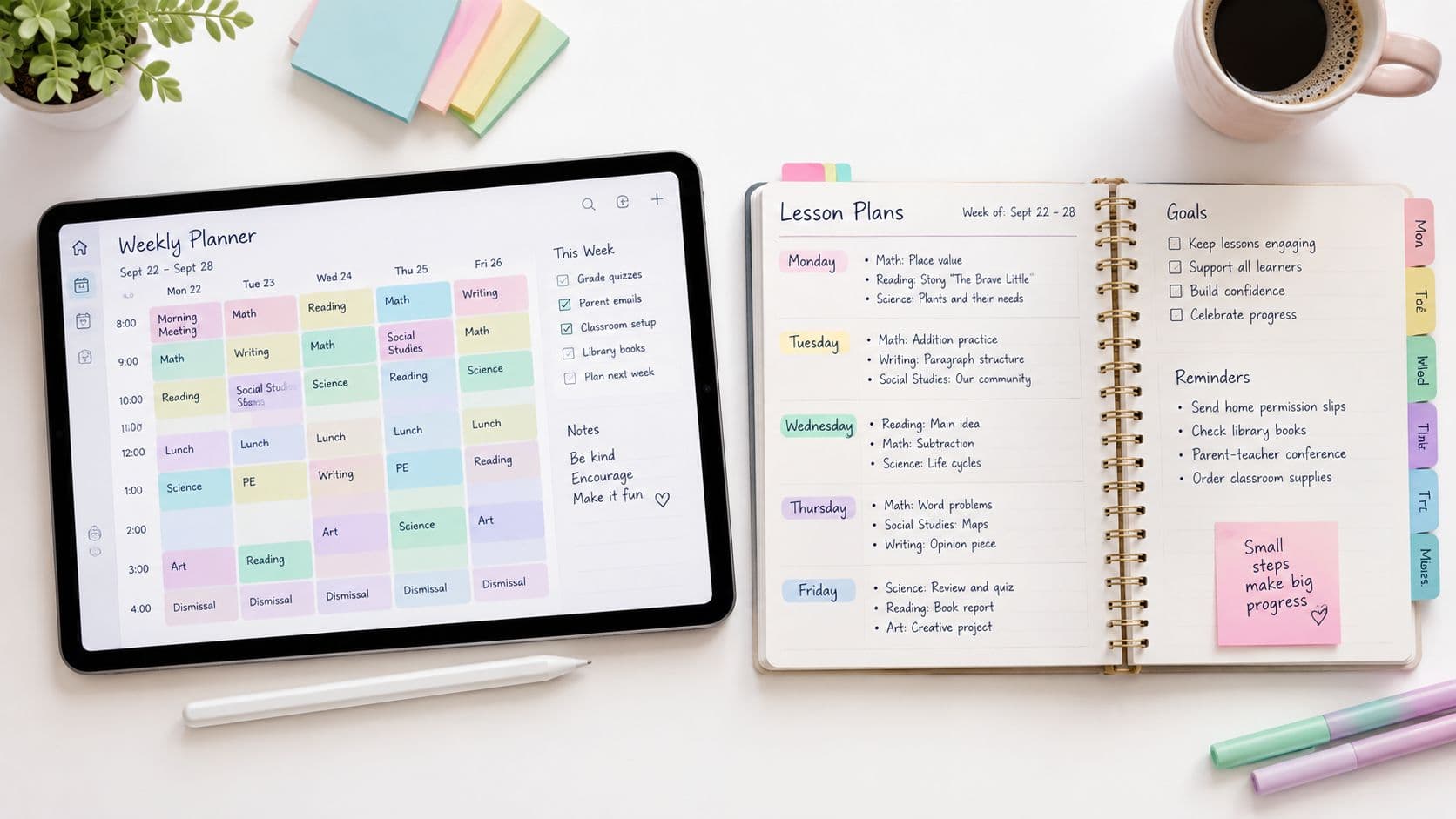Digital vs Paper Teacher Planner: Which Fits Your Week planning view